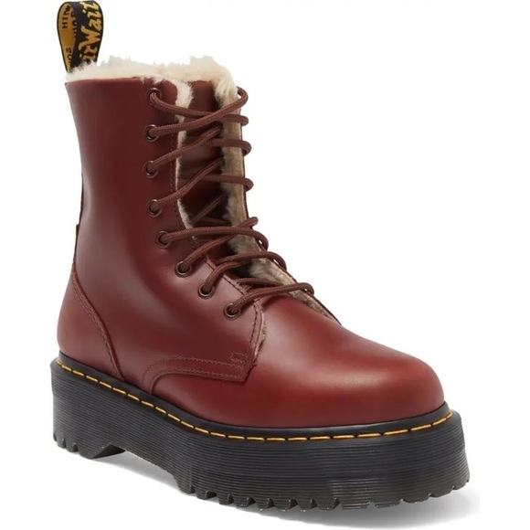 Dr. Martens Shoes - DR. MARTENS New Jadon Abruzzo Faux Fur Lined Lug Sole Combat Boot Size 8 NWT